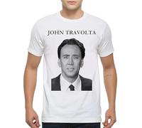 Face Off Nicolas Cage Funny T-Shirt, John Travolta Tee, Men's White(Medium)