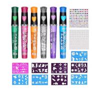 Face Paint Crayons - Body Paint Sticks, Water-Based Markers | 6-Color Face Painting Kit with 9 Reusable Stencils, Washable Makeup Crayons for Kids, Safe for Sensitive Skin, Parties & Events