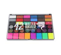 Face Paint - Fluorescent Face Paint Palette with 42 Colours | Mother of Pearl Glitter Stage Makeup, Multicolor Water Cake Paint Set, Clown Cosplay Art Supplies, Hybrid Cake for Par