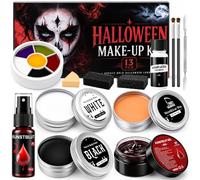 Face Paint Halloween Makeup Kit Kids Adults, White Black Make up | Halloween Fake Blood Scars and Wounds Latex, Skeleton Zombie Clown Makeup Halloween, Body Paint for Fancy Dress Festivals