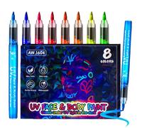Face Paint Kids Face Paint Sticks Kit Washable - 8 Vibrant Color Washable & Non-Toxic Highlighter, Mess-Free Body Paint Pens for Halloween, Birthday Parties, Festivals, Safe for Boys & Girls