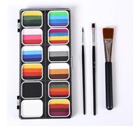 Face Paint Kit 12 Split Cakes 3 Brushes Water Activated for Body Art