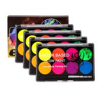 Face Paint Kit, 8 Color Neon UV Glow Face Painting Palette, Face Paints Safe Body Painting for Adults Kids Party Carnival, Makeup Paint Non Toxic for Halloween Christmas Cosplay Festivals Parties (4)
