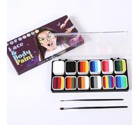 Face Paint Kit 8 with 2 Brushes for Kids Party Body Painting | Split cake, , Glycerin-based, Water-activated, Quick-dry, Smudge-proof, Lightweight, Portable palette