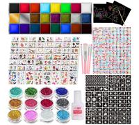 Kids' Festival Face Paint Kit - Glitter Tattoos, Gems & Temporary Tattoos - Perfect for Girls' Birthdays & Parties