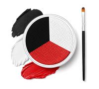Face Paint Kit, Halloween Black White Red Body Paint, 30g Palette, Brush | 3-colour water-based palette with brush for bold Halloween, cosplay, stage and SFX face and body looks