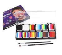 Face Paint Kit Water Activated 30 Colors Set Professional Split Cakes Palette with 2 Brushes Safe and Body Painting Makeup Facepaints for Cosplay Costume Party Festival Artists Adults Art Supplies