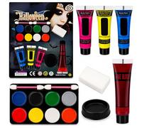 Face Paint Makeup, Halloween Washable Fake Blood Set, Black White Red Body Paint Palette, Glow Face Body Paint Set, 8 Colors Halloween Face Paints Kit, UV Body Paint for Fancy Festivals