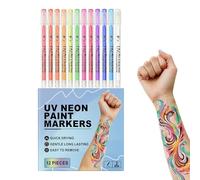 Face Paint Markers, 12-Piece Temporary Makeup Set, High- Build with Sturdy Seal, Precision Pigment Hardware, Skin Drawing Tool with Modern Style, Home Stand for Parties and Halloween