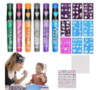 Face Paint Markers,6-Color Water-Based Face & Body Painting Makeup Crayons With 9 Stencils | Washable & Body Painting Makeup Crayons For Baseball Sports Halloween