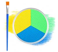 Face Paint Palette, 3 Colour Water-Activated Face Painting Kit With Brush | Yellow, Green And Blue Sections, Blendable And Quick-Drying, Designed To Wash Off, For Costume Events, Parties And Body Art