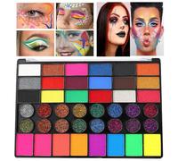Face Paint Palette - 42-Color Fluorescent Halloween Makeup Palette,Water Based Facial Paint for Face Body Neck Sensitive Skin Kids Party Women Girls Stage Performance Halloween