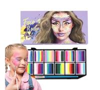 Face Paint Palette - Water-Soluble Face Body Paint Oil Palette | 12 Color Water Based Faces Painting Kit | Faces and Body Paints for Halloween, Cosplay, Parties