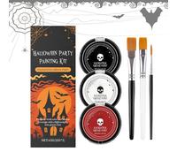 Face Paint Set, 3 Colors Halloween Face Body Paint Makeup Kit, Washable with Brush for Adults, Vampire, Women, , Men, Skull, Skeleton, Zombie, School, Stage, Theater, 2.8