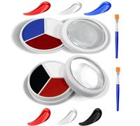 Face Paint Set for Face and Art with 2 Palettes and Brushes, Professional Waterproof Cream Paint Kit in Red White Blue Black for Women Men Cosplay Theatre Festival Stage Party SFX Makeup