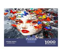 Face Paint Splash 1000 Piece Jigsaw Puzzle Set Abstract Expressionist Vibe Classic Jigsaw Puzzle Recycled Cardboard Adult Educational Challenge Fun Present Home Activity Great Gift Idea 52x38cm/1000pc