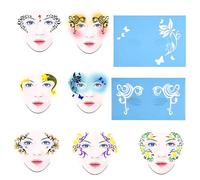 Face Paint Stencil Body Painting Template Reusable Face Makeup Stencils for Kids Adults Professional Artists 13pcs 7 Styles Flower Butterfly Designs
