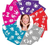 Face Paint Stencils for Kids Reusable, 100 Pcs Face and Body Tattoo Stencils, 5 Themed-Unique Design for Birthday, Halloween, Christmas Party