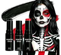 Face Paint Stick Black White Red - 3 Twist-Up Cream Paint Sticks | Eye Face Body Paint Stick Waterproof for Halloween Makeup, Body Paint, Cosplay Costume Party & Sports Game
