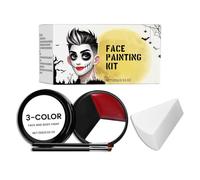 Face Paint Waterproof Portable Makeup Kit | 3 Colors 15g Halloween Body Paint with Sponge and 2 Brushes for Costume Cosplay Party Festival Day Games Theater Performance