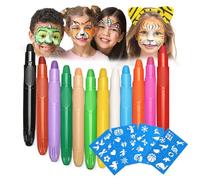Face Painting Kit, 12 Colors Face Paint, Face Paints for Children Crayons, Non-Toxic Washable Body Kids Facepaint Set for Birthday Gifts Halloween Makeup Christmas Carnival Cosplay Party (12 Color)
