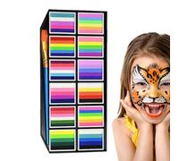 Face Painting Kit - 12 Colors Water Based Body Paint Set, Smudge Proof Washable Palette, Soft Brush Marker Tools, Skin Safe Makeup Kit | Professional Art Supplies For Theater Cosplay Halloween Party K