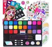 Face Painting Kit for Children, 24 Colors Non Toxic Face Paint for Kids Sensitive Skin, Washable Professional Body Paint for Halloween Christmas Party Makeup