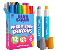 Face Painting Kit for Kids - Blue Squid 12 Color Twistable FacePaint Marker Sticks | Safe Water Based Face Paint Crayons for Children, Makeup Body Paints for Adults | Halloween Makeup, Party, Cosplay