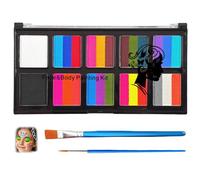 Face & Painting Palette Kit with 10 Vibrant Colours & 2 Brushes - Professional Safe Washable Non- Makeup for Halloween, Cosplay, Parties, Festivals, Creative Art and Theatre