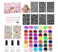 Face Painting Palette,Water-Based Paints Professional Facepaint Makeup Kit - Makeup Brush Stencils Art Craft Facepaint for Birthday Halloween Pool Party Cosplay Celebrations Performances Christmas