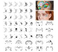 Face Painting Stencil, BRYXXA 52 Pcs Reusable Face Painting Stencil Set, Plastic Tattoo Painting Templates, Patterns Body Facial Painting Stencils for Christmas Holiday Party