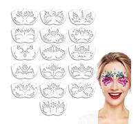 Face Painting Stencils - ABS 20 x 12 cm, 100g | 16 Pieces Makeup Template Flower Designs | Multipurpose Washable for Carnival, Festival, School, Events, Crafts, Indoor, Outdoor, Rice
