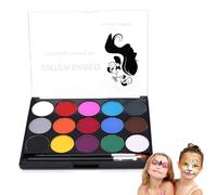 Face Paints For Children, 15 Colors Washable Face Paint Palette With 2 Brushes, Non Toxic Face Painting Kit, Professional Party Makeup Set For Halloween Christmas World Book Day Cosplay
