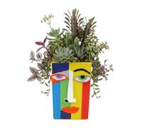 Face Planter Abstract Colorful Flower Vase Decor with Drainage Hole