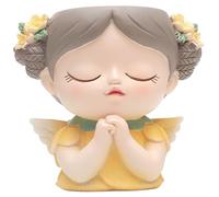 Face Planter Fairy Girl Face Pots for Plants Resin Waterproof Pot Head with Drainage Hole Small Cute Girl Pots for Indoor Outdoor Plants Tiny Cactus Thinking