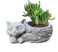 Face Planter Pot - 20cm Light Weight Cat Decorations Succulent Pots Colorful Sleeping Cat Resin Succulent Pots | Port Decorative Animal Planters