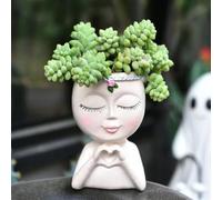 Face Planter Pot with Heart Hands, Unique Resin Head Planter for Indoor Plants, Cute S-ucculent Pots with Drainage Hole, Decorative Makeup Brush Holder for Vanity, for Women