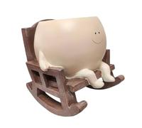 Face Planter Pot with Rocking Chair, Resin Plant Pot with Drainage Hole, 14.5 cm Unique Succulent Pots, Outdoor Cute Plant Pots, Waterproof Garden Decoration Pot