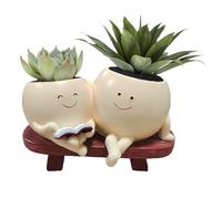Face Planter Pots | Cute Smile Flower Planter - Handmade Resin Planter For Indoor With Cute Expression For Indoor Outdoor