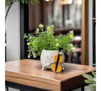 Face Planter Pots for Indoor Cute Cello Plant Pot, Head Plant with Drainage Hole for,Smiley Face Flower Pots Succulents Planter Gift Ideal for Mother and Christmas (Trumpet)
