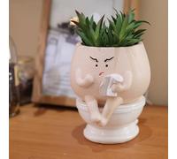 Face Planter Pots Funny Toilet Plant Pot for Indoor Plants, Cute Face Head Flower Pots Quirky Succulent Planters Gift Ideal for Home, Office, Christmas