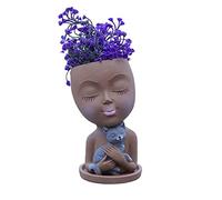 Face Planters Head Planter Funny Resin Plant Pot Head Flower Pot with Drainage Hole Cactus Succulent Planter Cute Faces Flower Pot Artificial Vase Girl Face