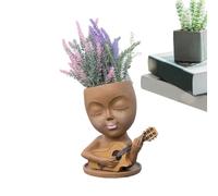 Face Pots for Plants,Cute Cactus Planter | Face Flower Pot Pots with Drainage Hole Small Guitar for Indoor Artificial Flowers