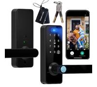 Face Recognition Smart Door Lock Palm Vein Recognition Unlocking APP Remote Control Fingerprint Password Key IC Card Keyless Fingerprint Door Lock Suitable for Homes Apartments Office Black