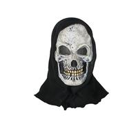 Face Scary Halloween Costume Accessory Creepy Skeleton Head Cover Party Prop For Adults (Grey, 35x20cm)