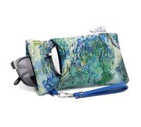 Face Shadow Double Glasses Case for Women Men Soft Sunglasses Case Squeeze Top with Cleaning Cloth Ultra Light and Portable-Oil Painting of the Wilderness