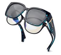 Face Shadow Polarized Sunglasses Fit Over Glasses, Trendy Square Sunglasses Over Glasses for Driving UV Protection Lightweight
