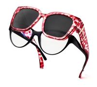 Face Shadow Polarized Sunglasses Fit Over Glasses, Trendy Square Sunglasses Over Glasses for Driving UV Protection Lightweight