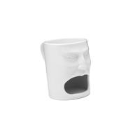 Face Shape Ceramic Mug with Cookie Holder Unique Human Design for Dunking Biscuits Coffee Tea Breakfast and Parties Made From Food-grade Ceramic White