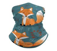 Face Shield Cartoon Fox Pattern Universal Neck Gaiter Windproof Headscarf for Skiing Workout 26X30cm